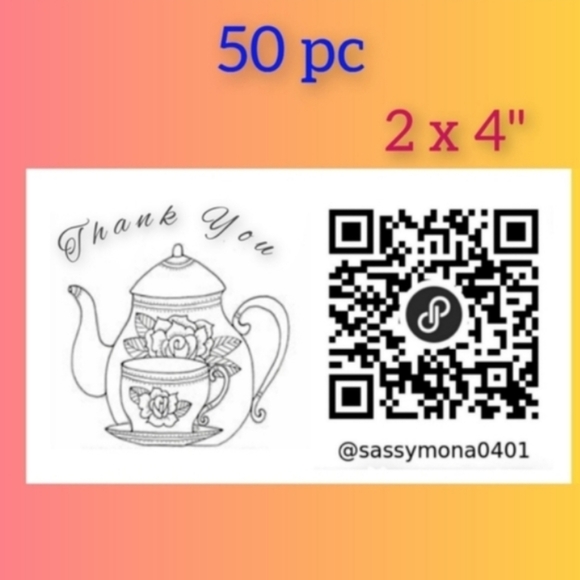 Handcrafted Other - QR Thank You Closet Stickers 2x4 50 Custom Handcrafted Your Choice Design